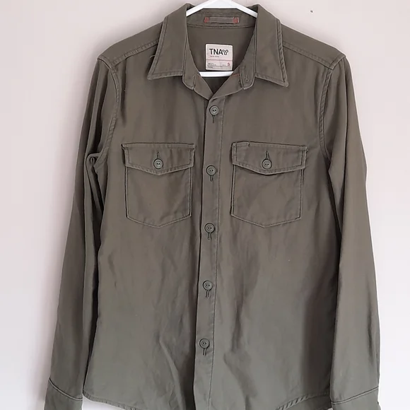 TNA Army Green Button Up Shirt - Picture 1 of 6